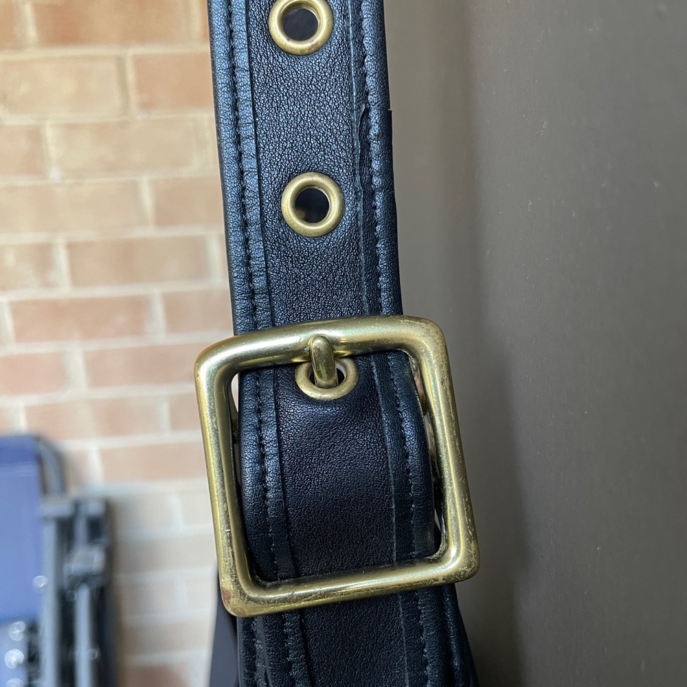 Coach Black Leather Shoulder Bag with Gold Accents - Picture 12 of 15